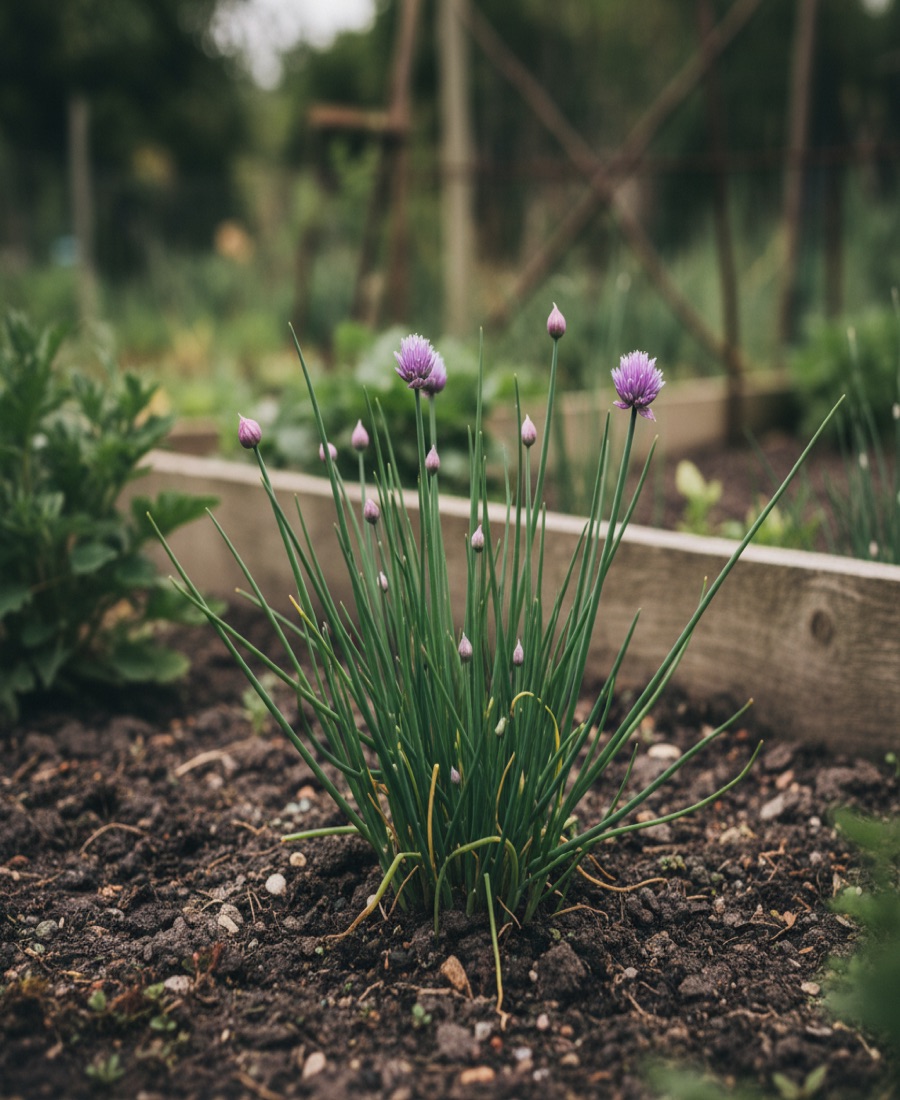 Chives, often interplanted with carrots to deter carrot fly